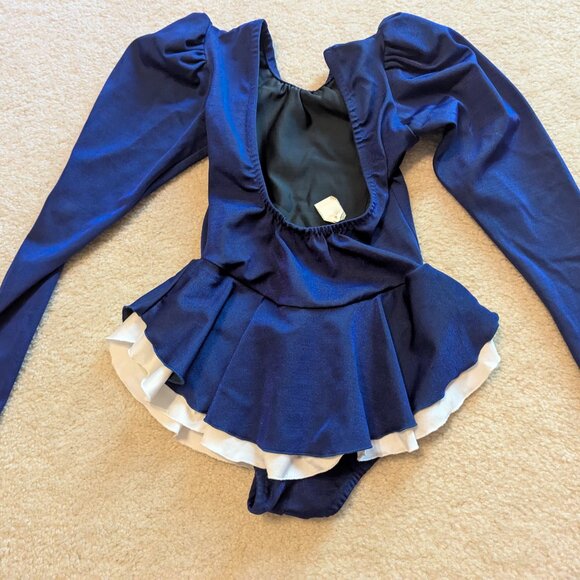 Child sz 4 satin ruffle long sleeve Dance figure ice skating gymnastics costume - Picture 4 of 5